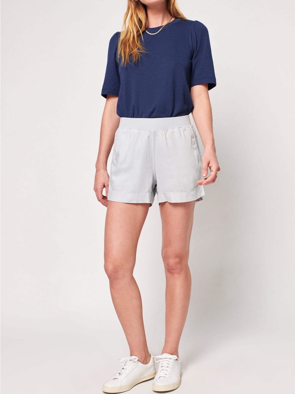 Faherty Arlie Day™ Shorts Stone Gray Tencel Linen Blend Pull-On Size Small